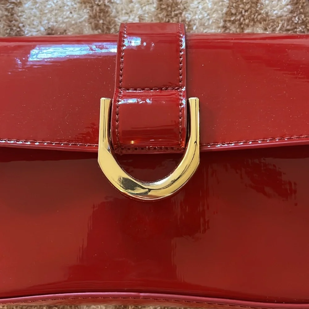 90s Faux Patent Leather Red Shoulder Bag - Picture 4 of 6